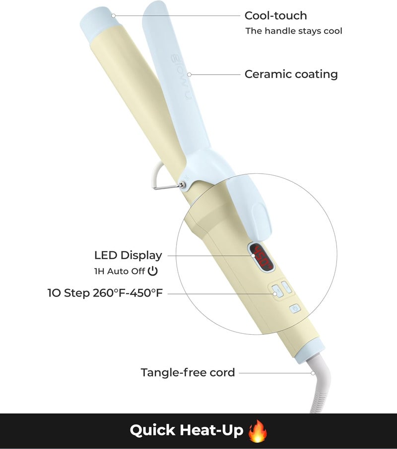 Glow Up Curling Iron 1 1/2 Inch - 7.3" Long Barrel Ceramic Hair Curler for Blowout, Beach Waves - Curling Wand Designed for Long Hair - Marshmallow - Image 4